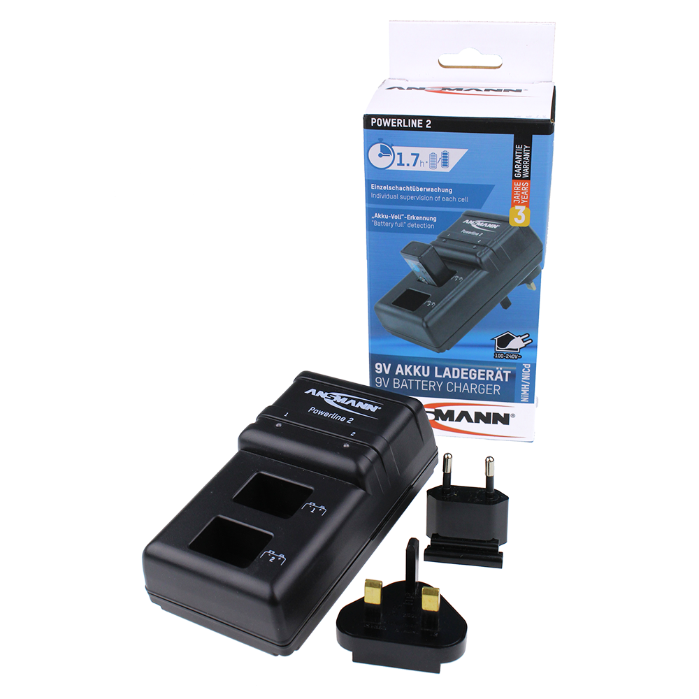 Ansmann Powerline 2 Battery Charger for 9V PP3 Batteries