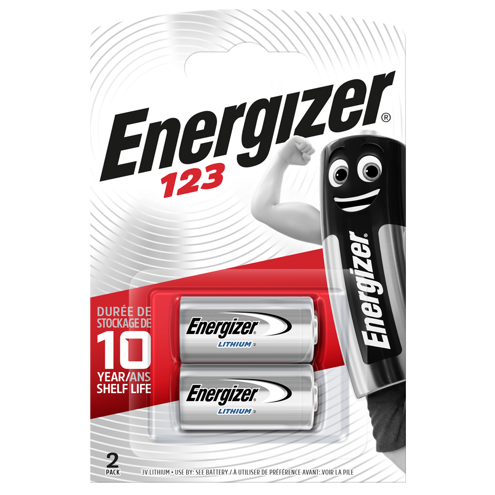 Energizer 123 CR123A Lithium Batteries | 2 Pack
