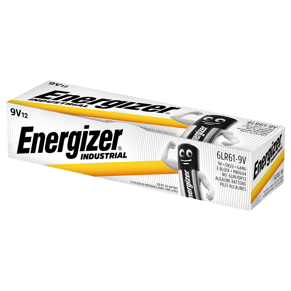 Energizer Industrial 9V PP3 6LR61 Batteries | Box of 12