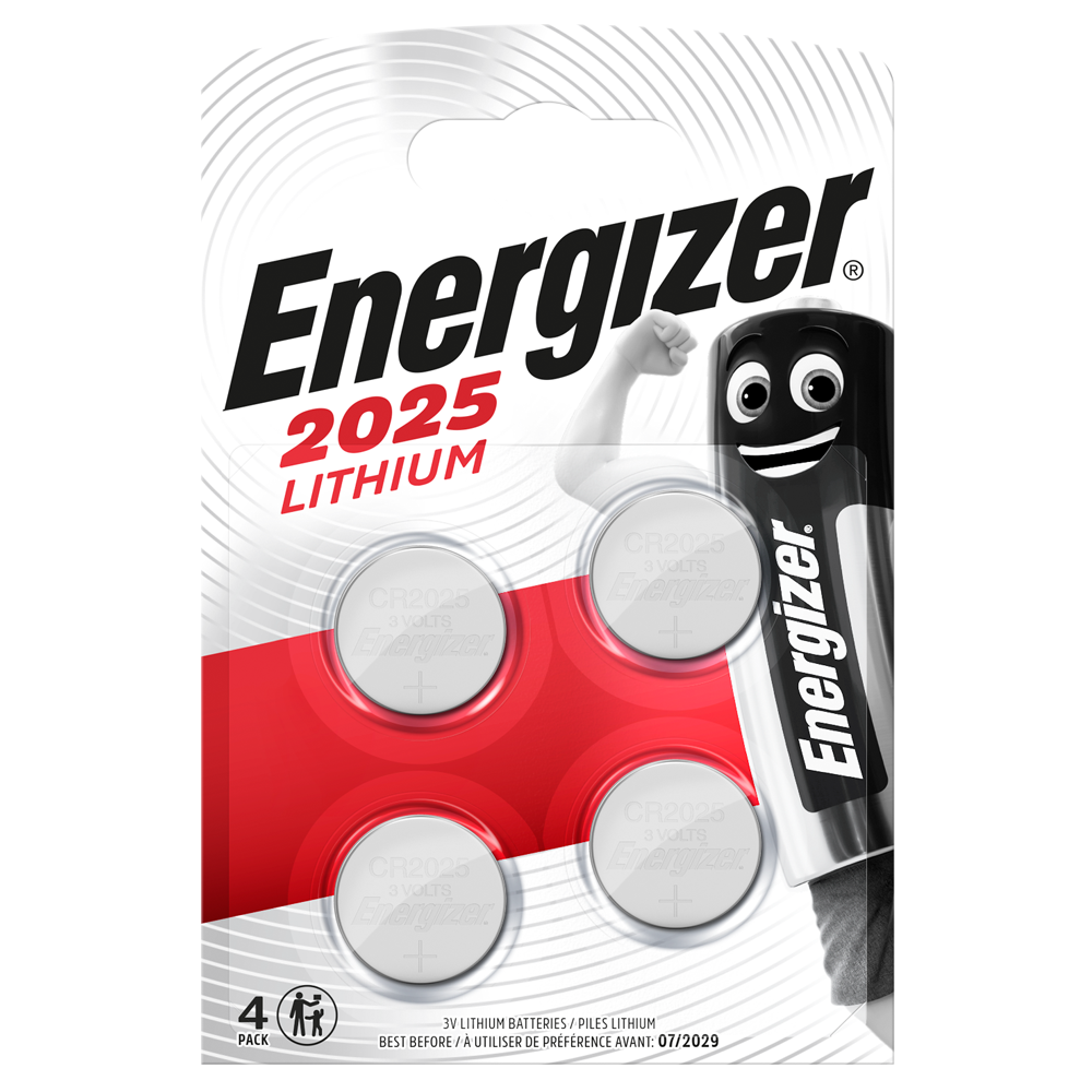 Energizer CR2025 Lithium Coin Cell Batteries | 4 Pack