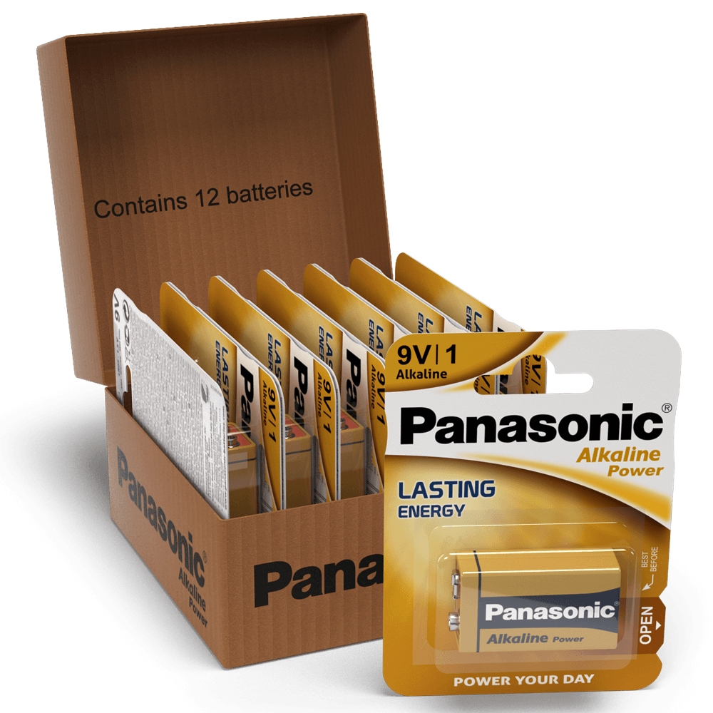 Panasonic Alkaline Power (Bronze) 9V PP3 6LR61 Battery | 12 Pack
