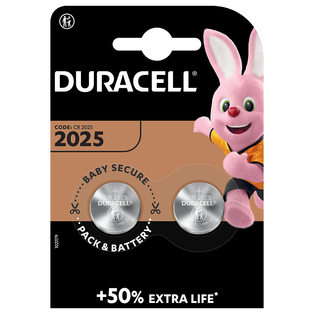 Duracell DL2025 CR2025 Lithium Coin Cell Batteries | 2 Pack