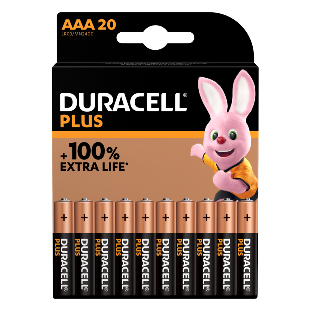 Duracell Plus AAA LR03 Batteries | 20 Pack