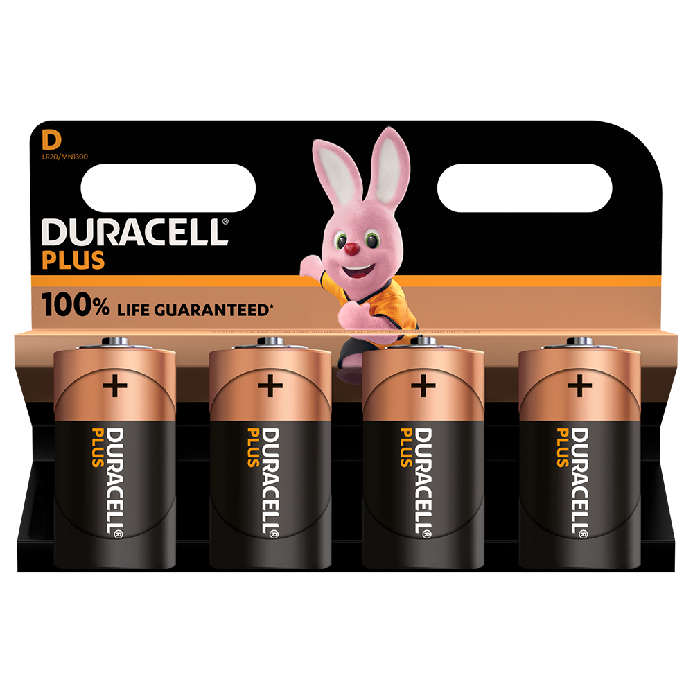 Duracell Plus D LR20 Batteries | 4 Pack