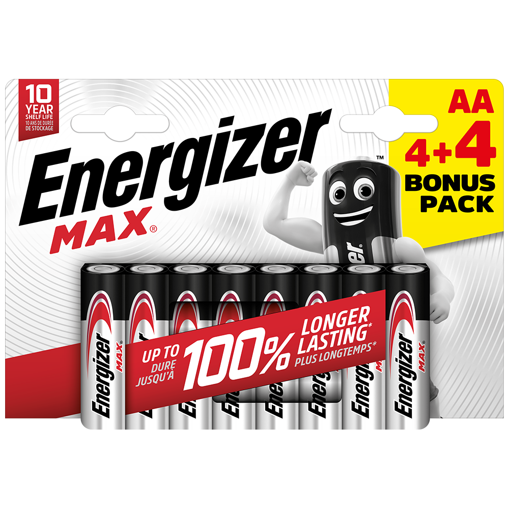 Energizer Max AA LR6 Alkaline Batteries | 8 Pack
