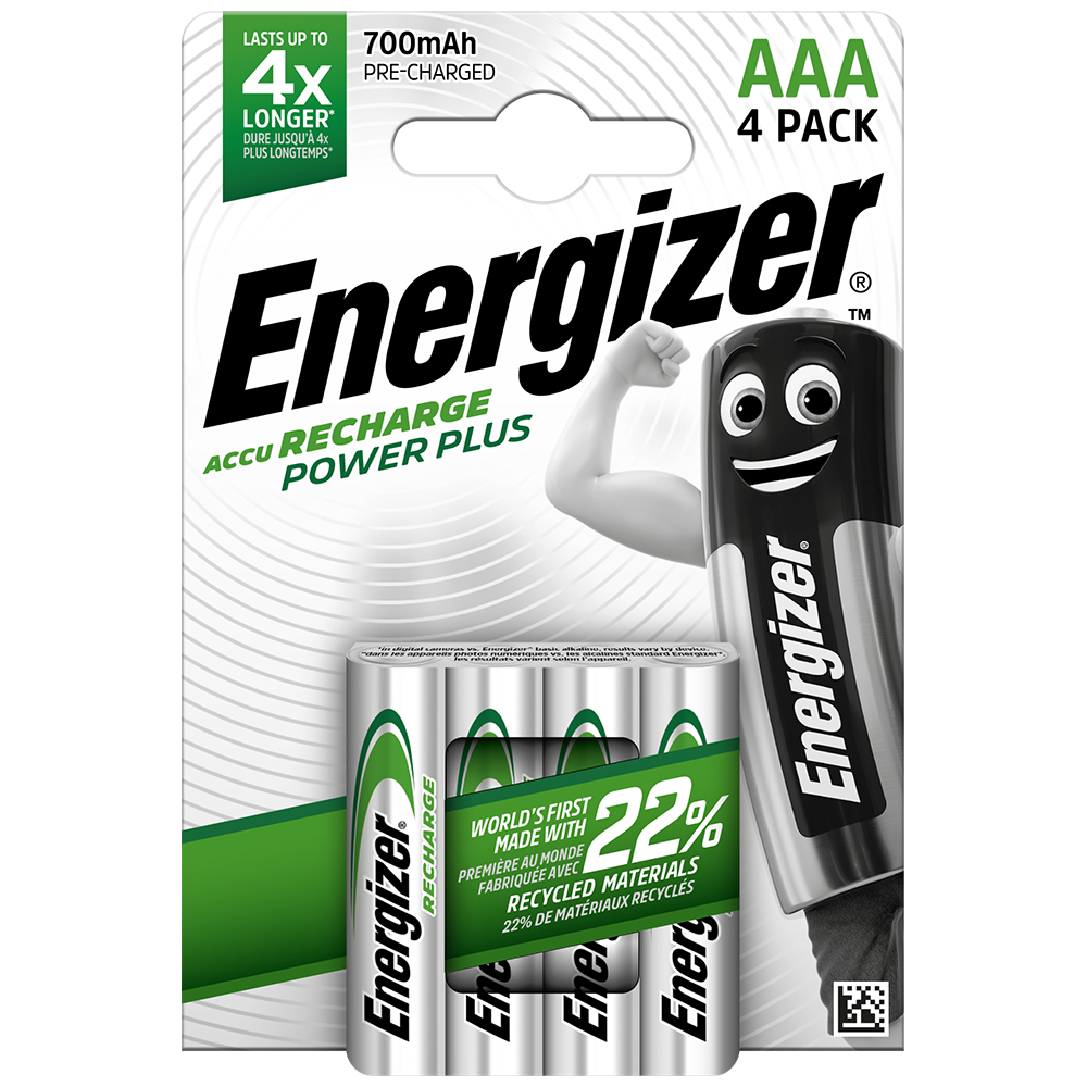 Energizer Power Plus AAA HR03 700mAh Pre-charged Rechargeable Batteries | 4 Pack