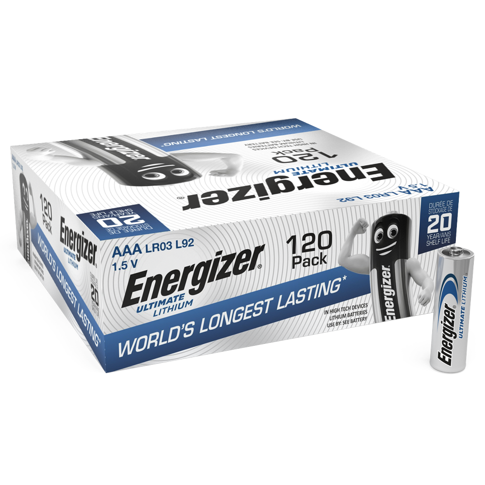 Energizer Ultimate Lithium AAA LR03 L92 Batteries | 120 Pack