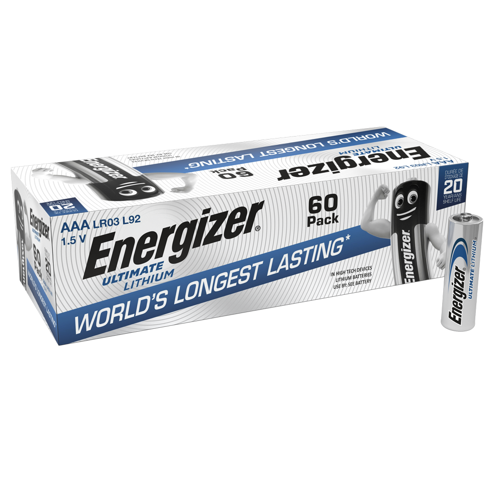 Energizer Ultimate Lithium AAA LR03 L92 Batteries | 60 Pack