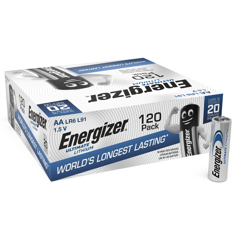 Energizer Ultimate Lithium AA LR6 L91 Batteries | 120 Pack