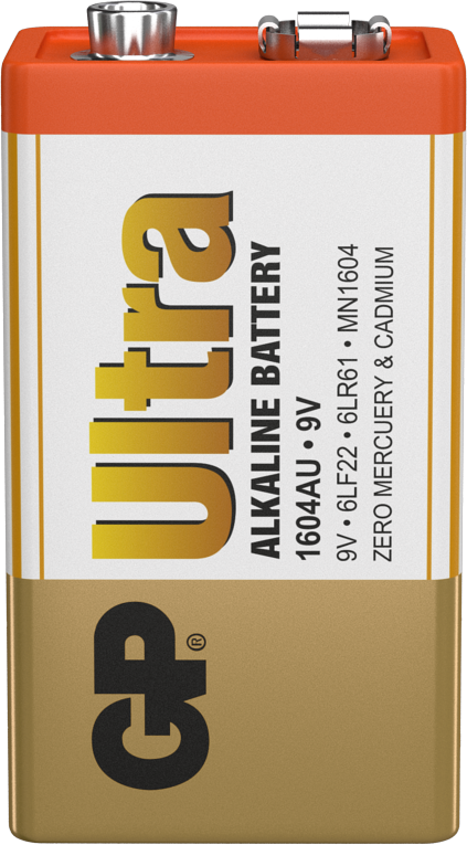 GP Ultra Alkaline 9V PP3 6LR61 Batteries | 4 Pack