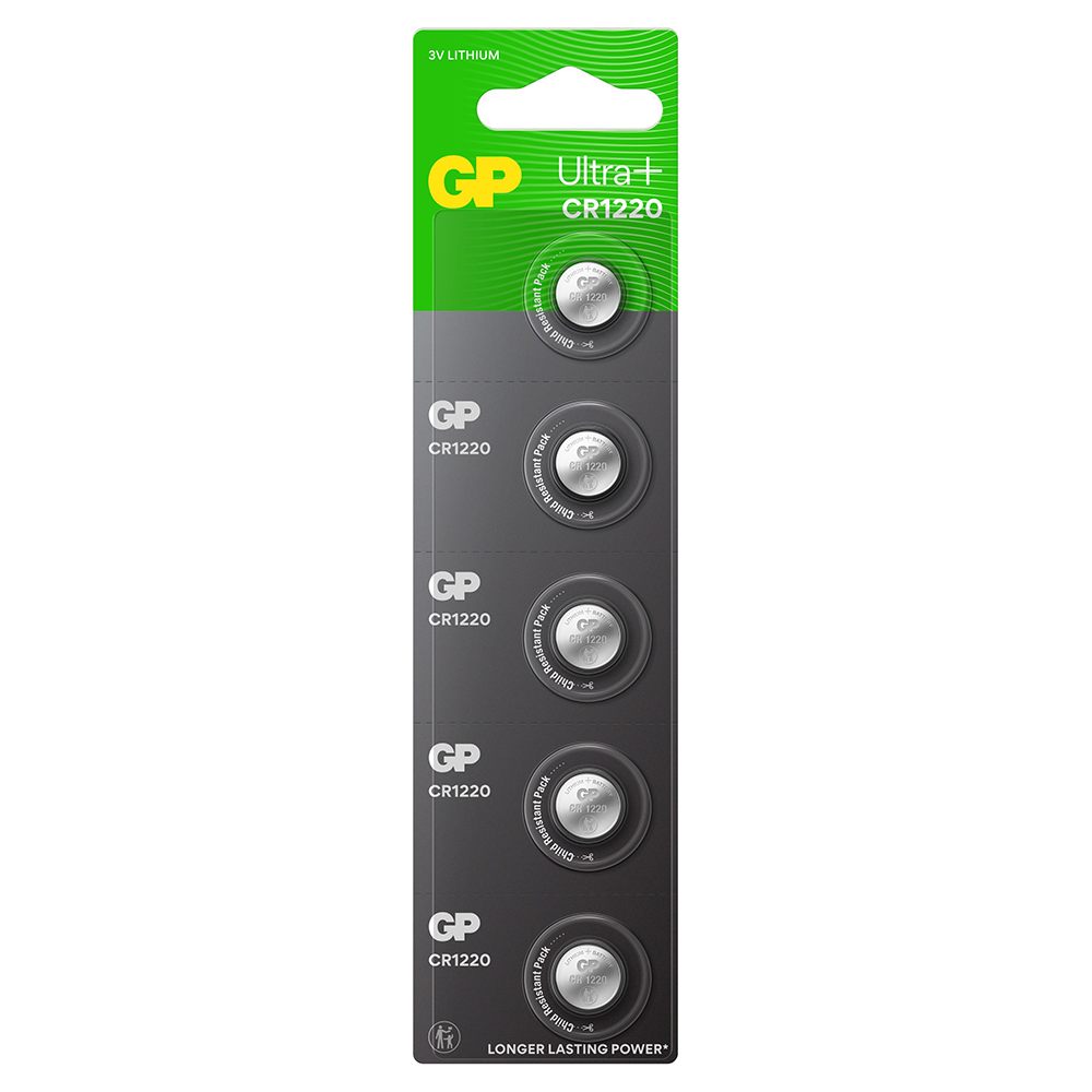 GP CR1220 Coin Cell Batteries | 5 Pack
