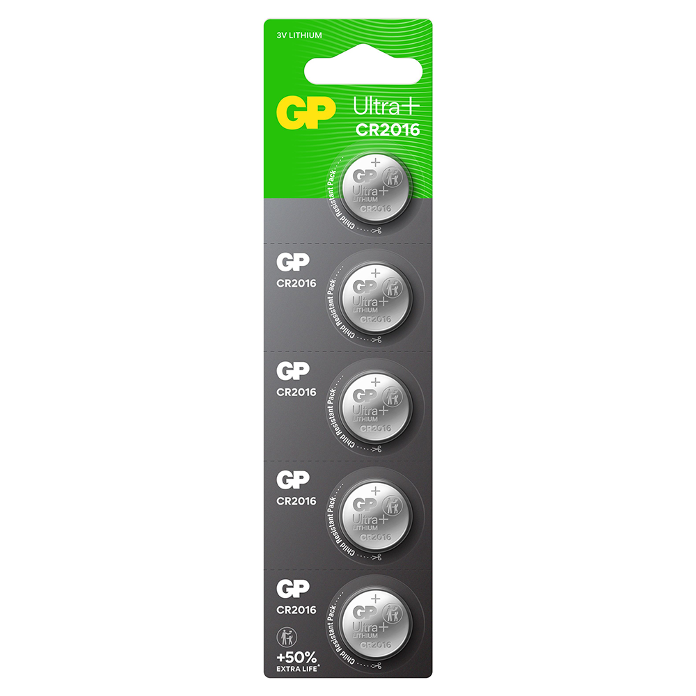 GP CR2016 Coin Cell Batteries | 5 Pack
