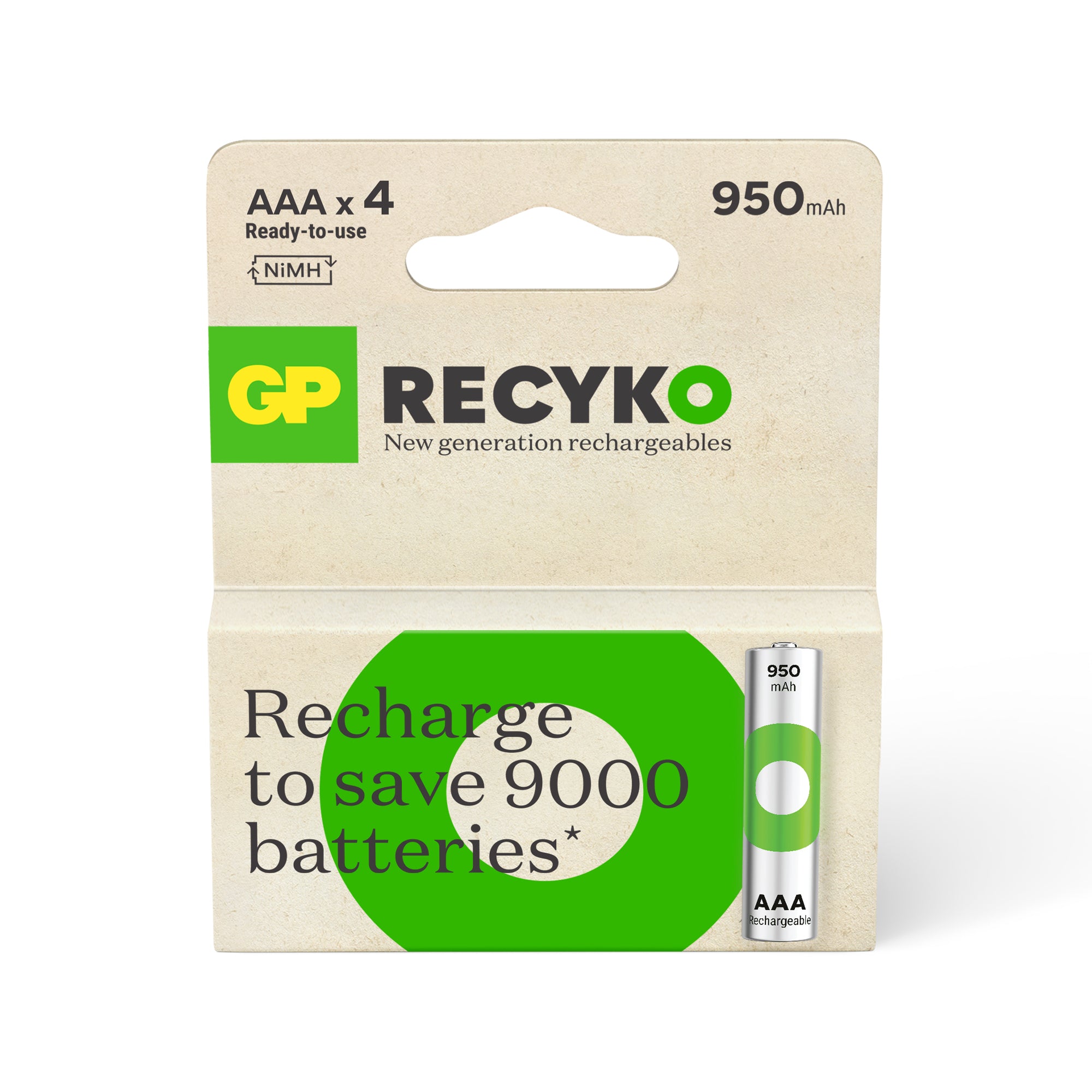 GP ReCyko+ AAA HR03 950mAh Rechargeable Batteries | 4 Pack