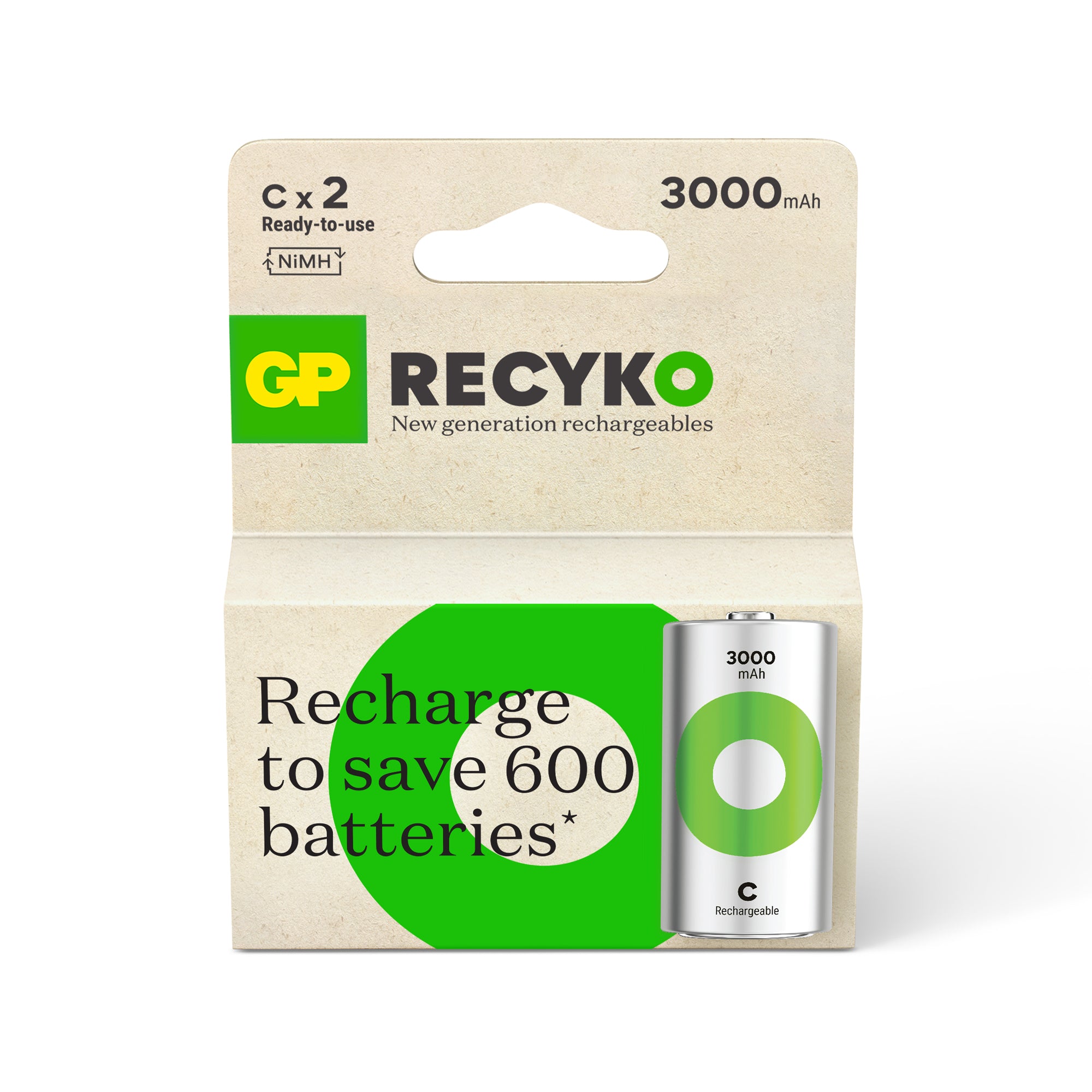 GP ReCyko+ C LR14 3000mAh Rechargeable Batteries | 2 Pack