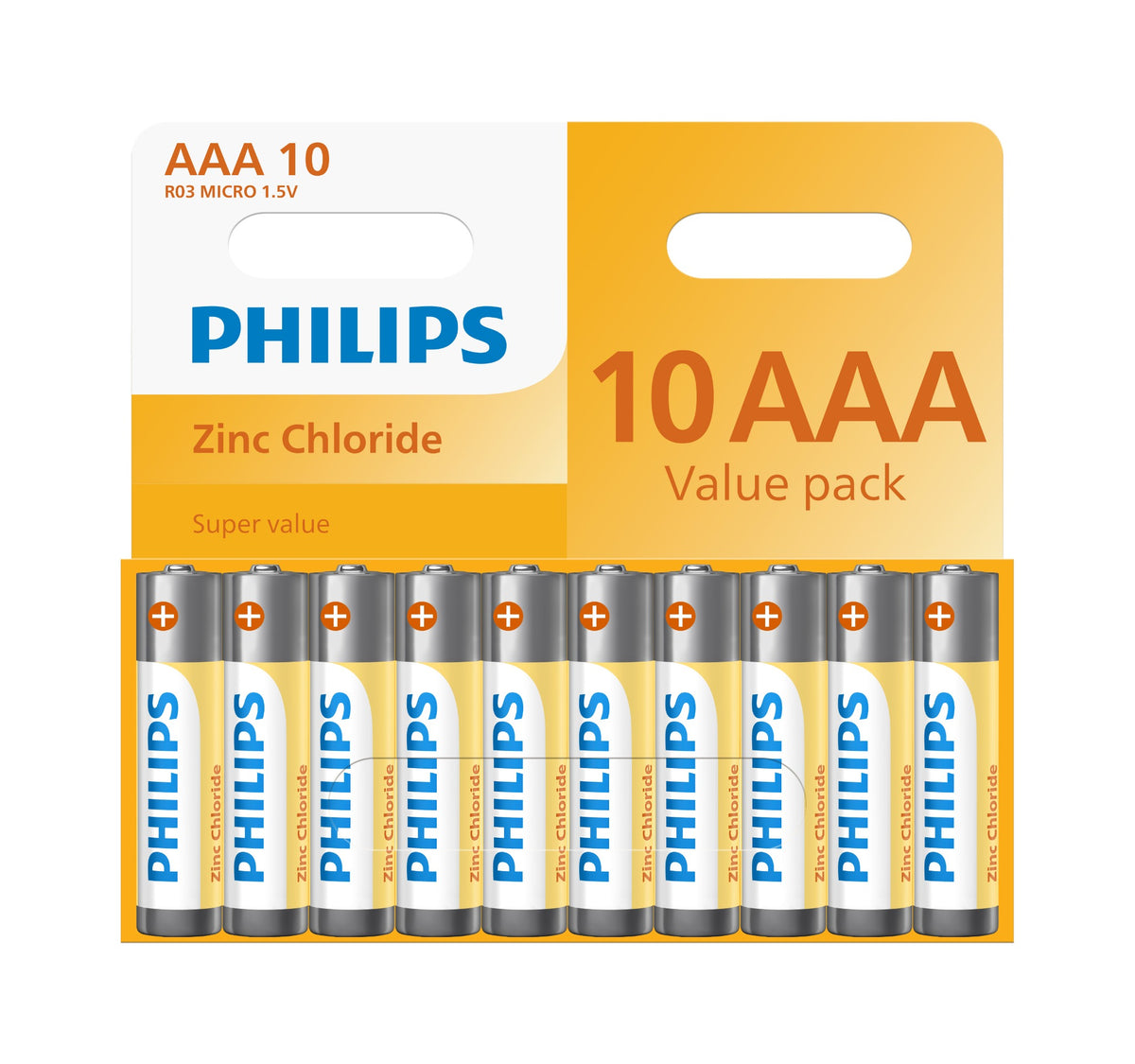 Philips Zinc AAA LR03 Batteries | 10 Pack