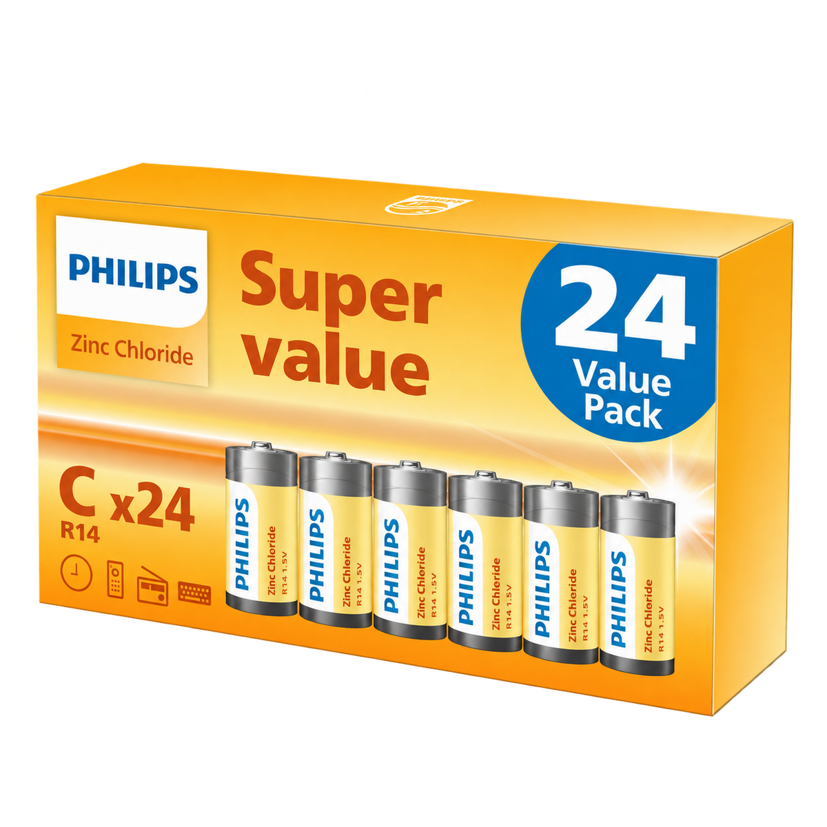 Philips Zinc C LR14 Batteries | 24 Pack