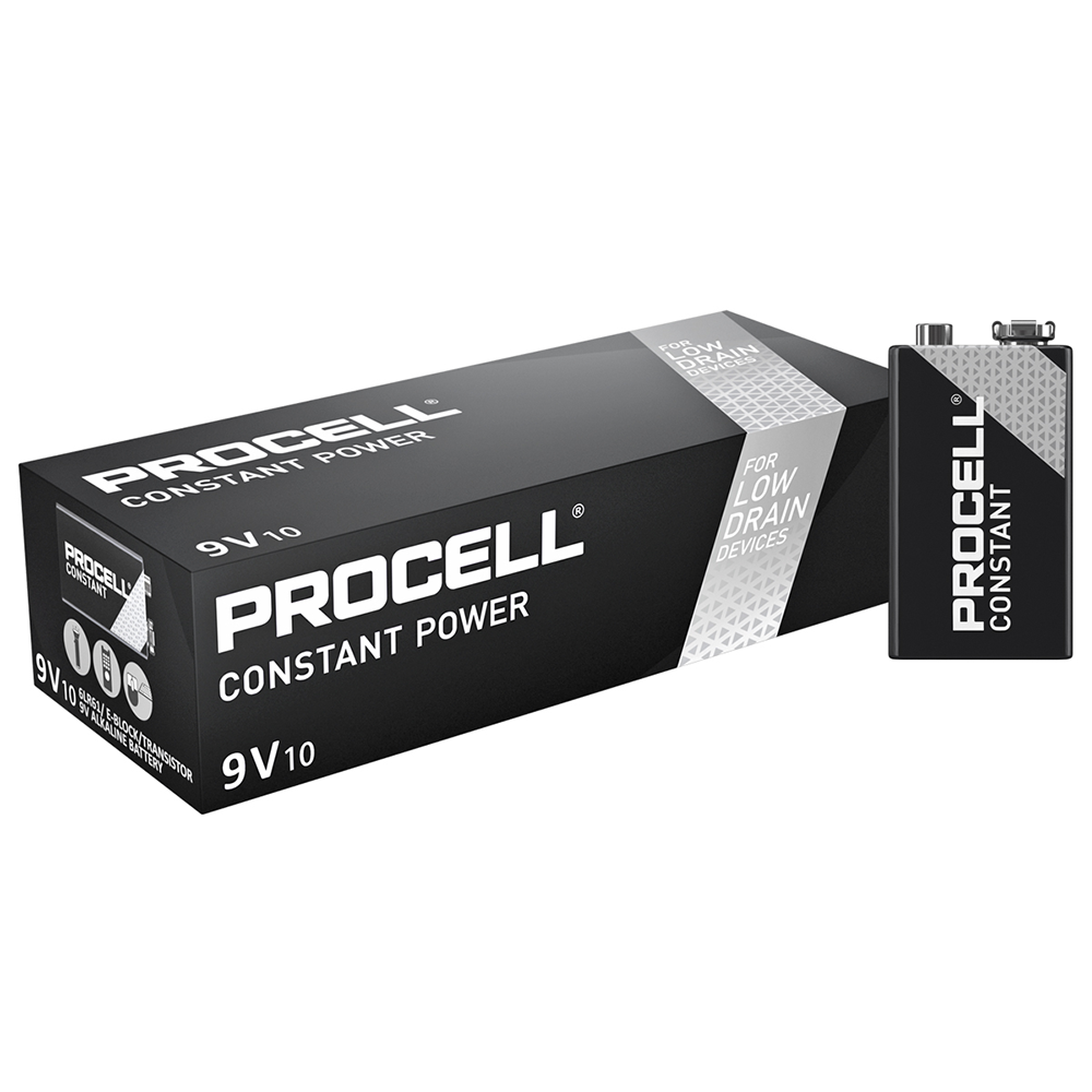 Duracell Procell Constant 9V PP3 6LR61 PC1604 Batteries | Box of 10