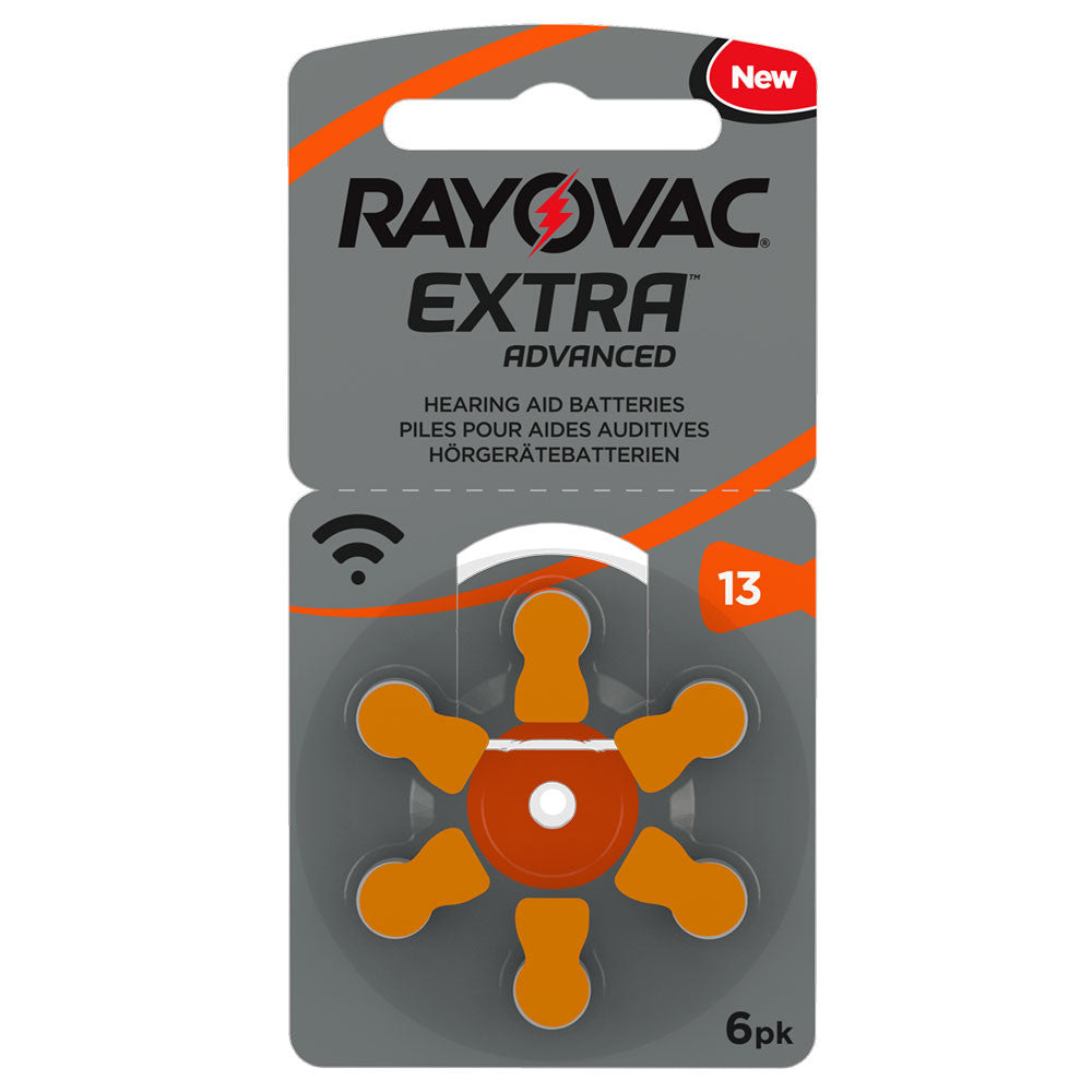 Rayovac Extra Advanced Size 13 | Orange | Hearing Aid Batteries | 6 Pack