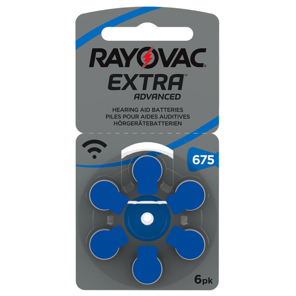 Rayovac Extra Advanced Size 675 | Blue | Hearing Aid Batteries | 6 Pack