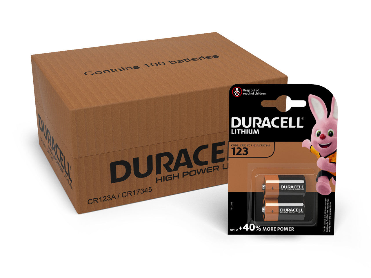 Duracell Lithium DL123 CR123A Batteries | 100 Pack