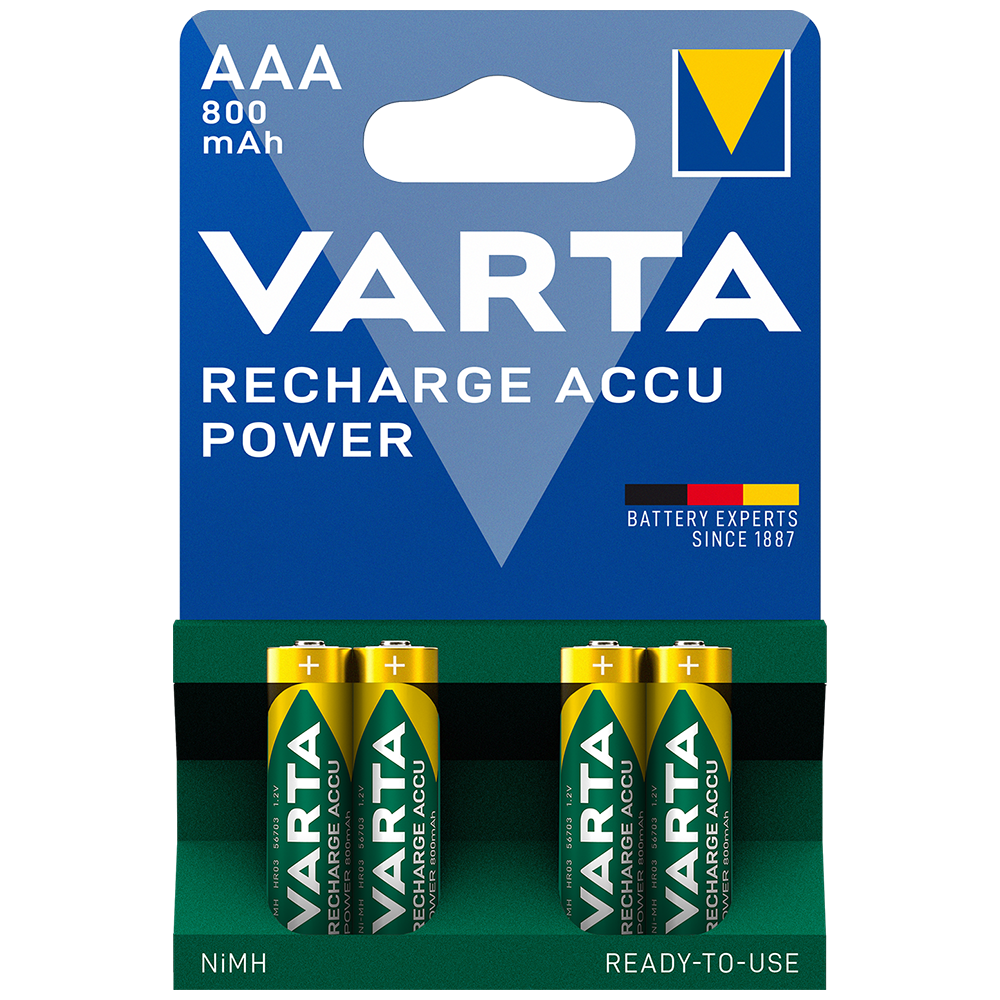 Varta Accu AAA HR03 800mAh Rechargeable Batteries | 4 Pack