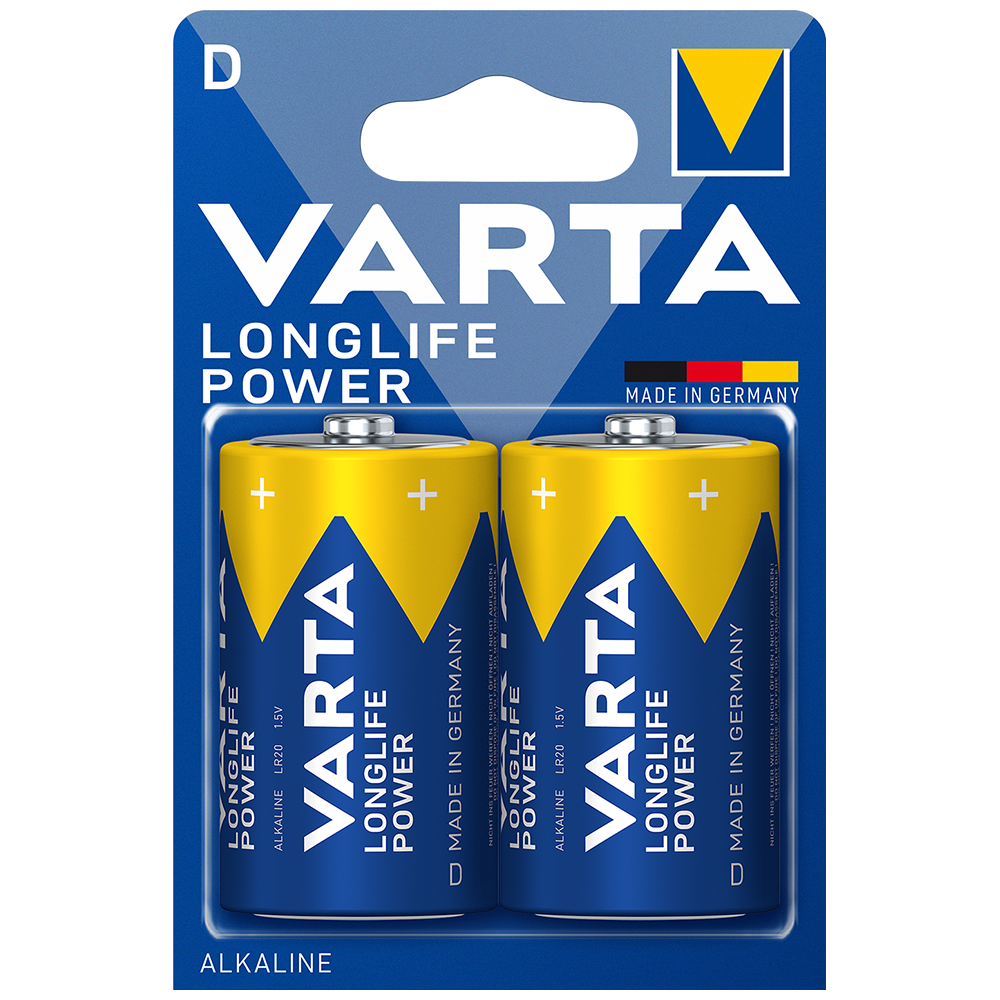 Varta Longlife Power D LR20 Alkaline Batteries | 2 Pack