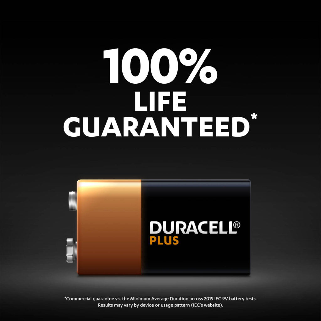 Duracell Plus 9V PP3 6LR61 Batteries | 4 Pack