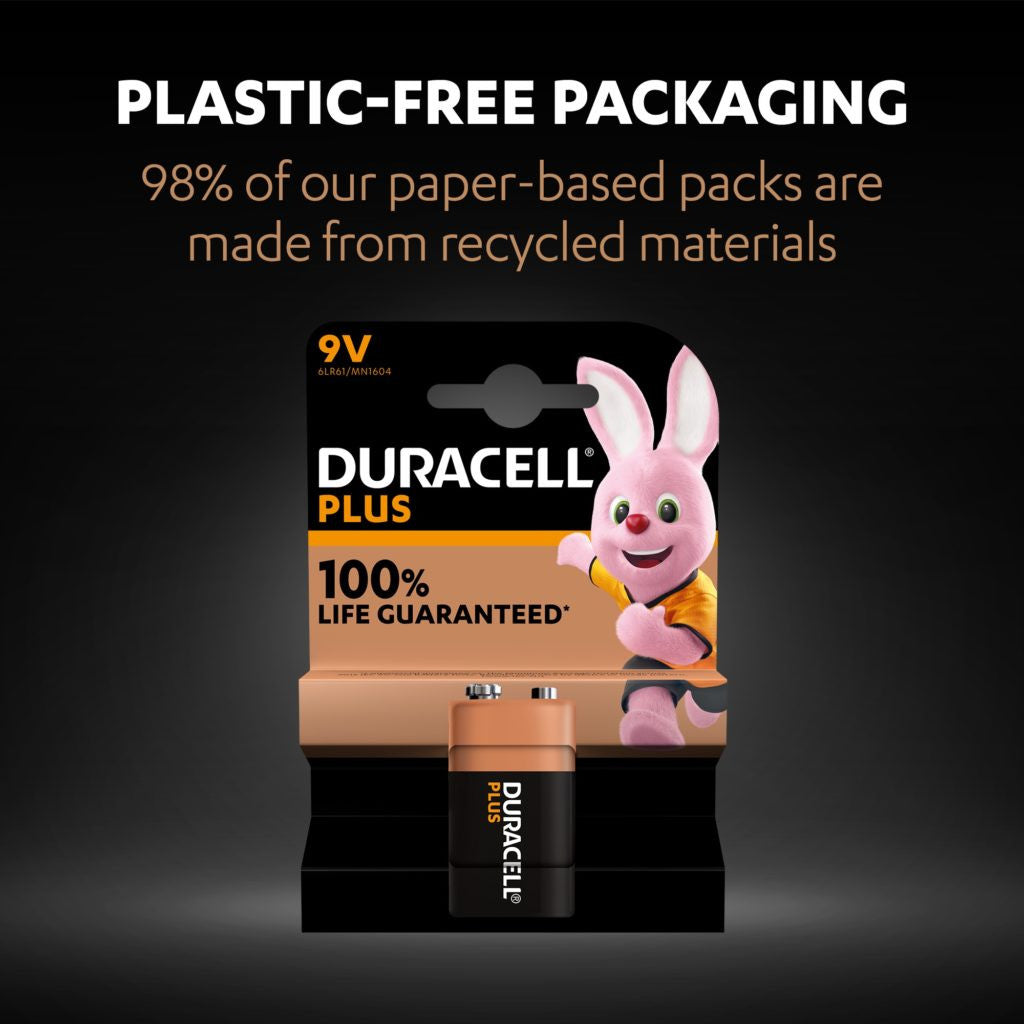 Duracell Plus 9V PP3 6LR61 Batteries Bulk | 10 Pack