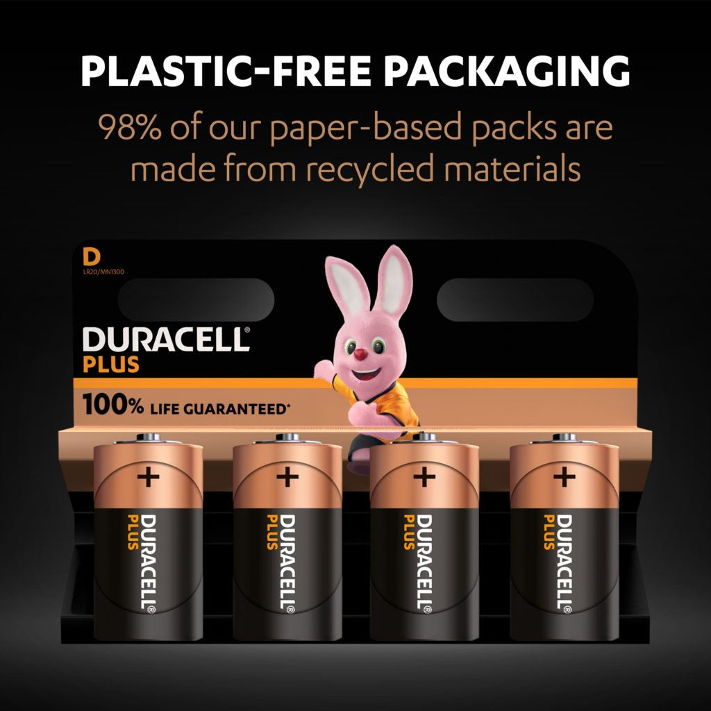 Duracell Plus D LR20 Batteries | 4 Pack