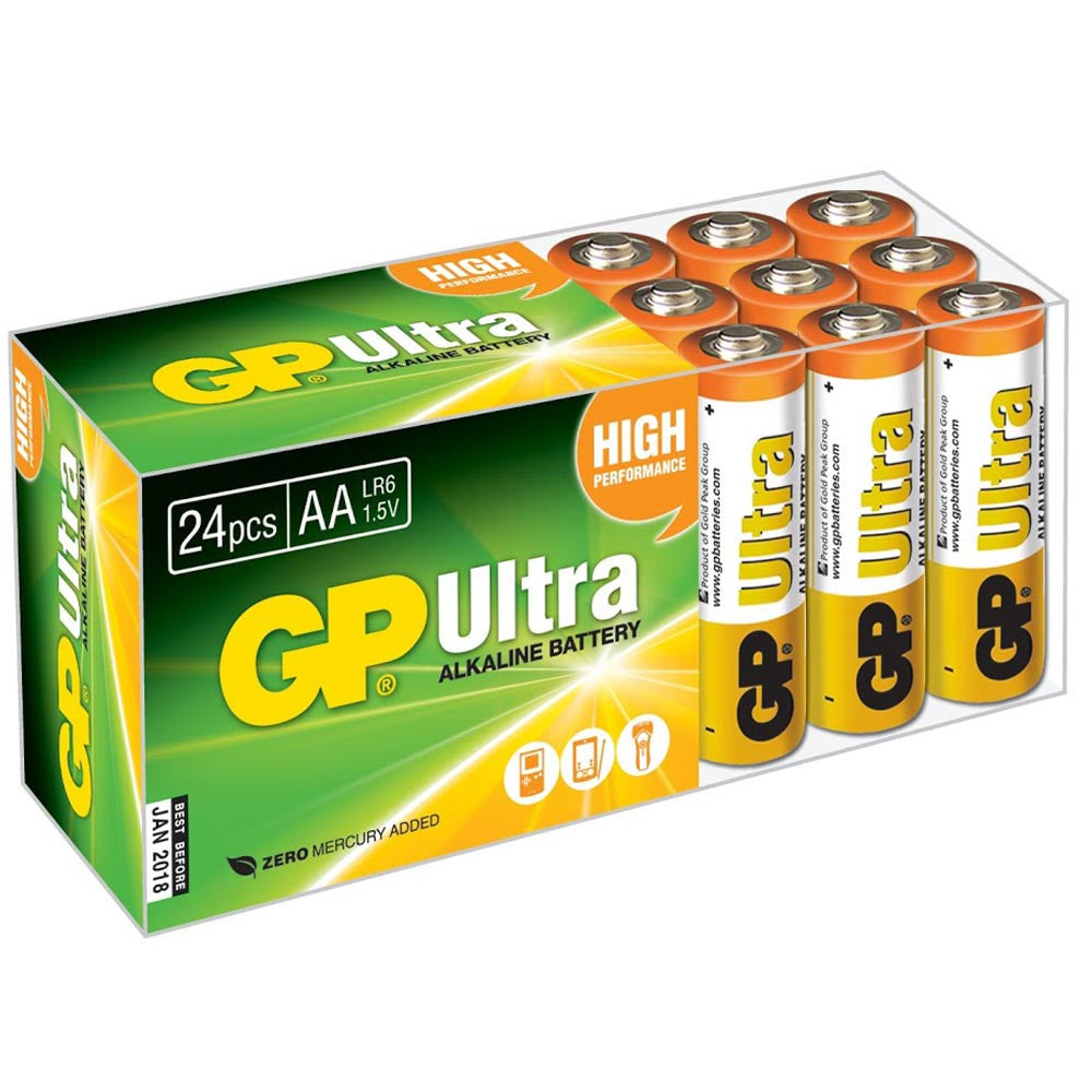 GP Ultra Alkaline AA LR6 Batteries | 24 Pack