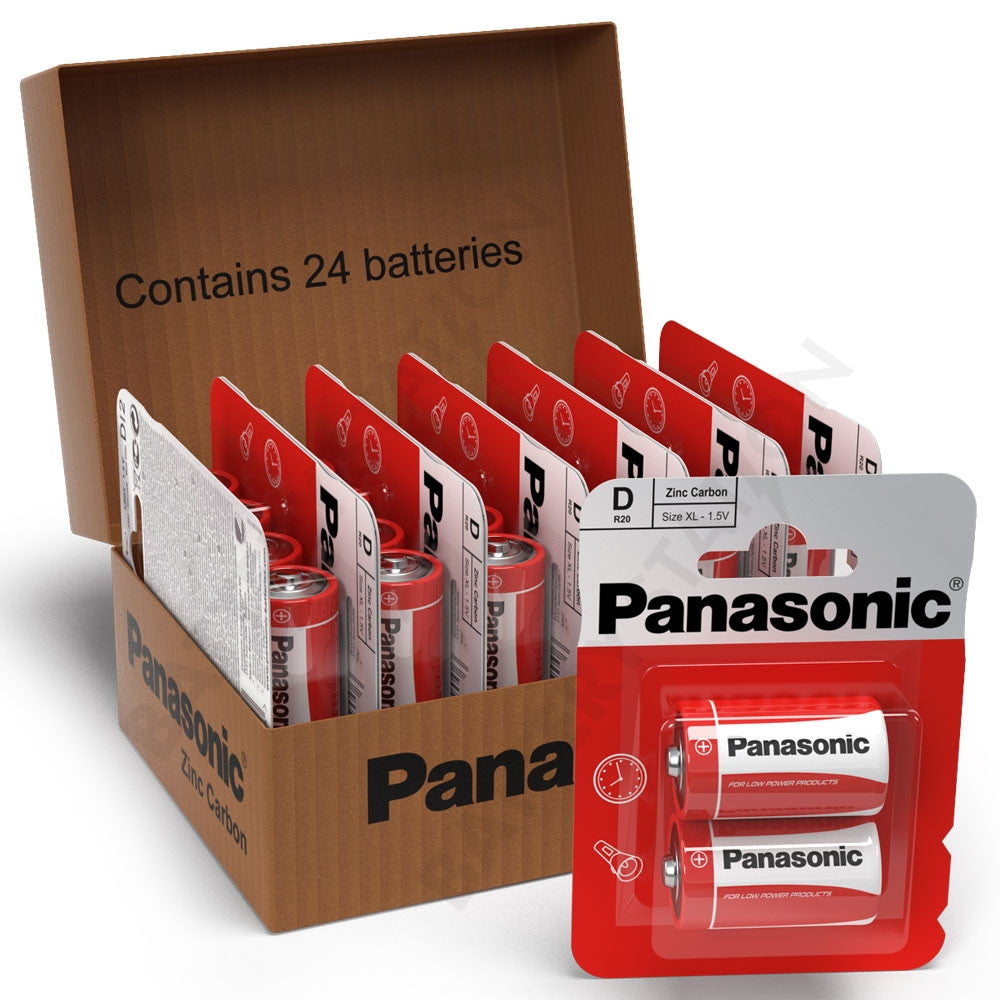 Panasonic Zinc D LR20 Batteries | 24 Pack