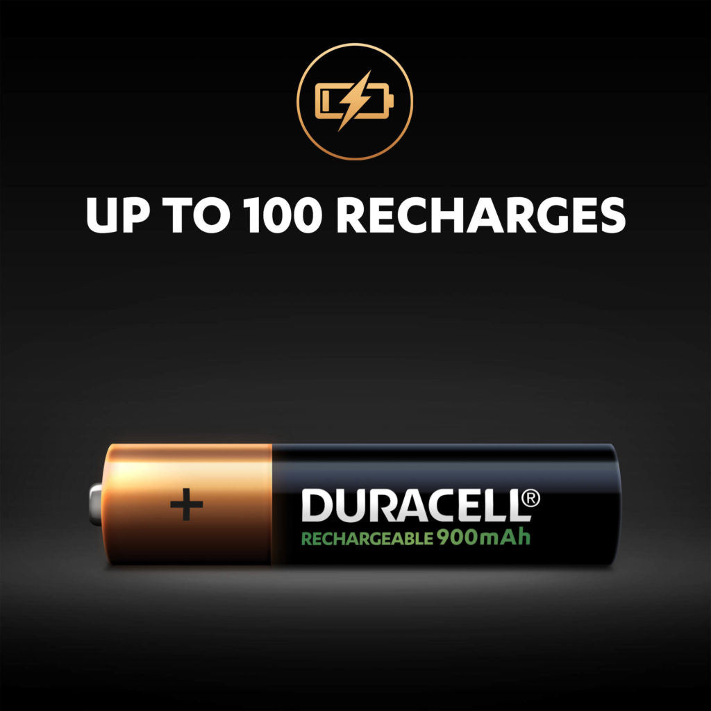 Duracell Rechargeable AAA HR03 900mAh Pre-Charged Rechargeable Batteries | 4 Pack