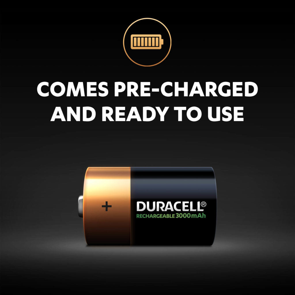 Duracell Rechargeable D HR20 3000mAh Rechargeable Batteries | 2 Pack