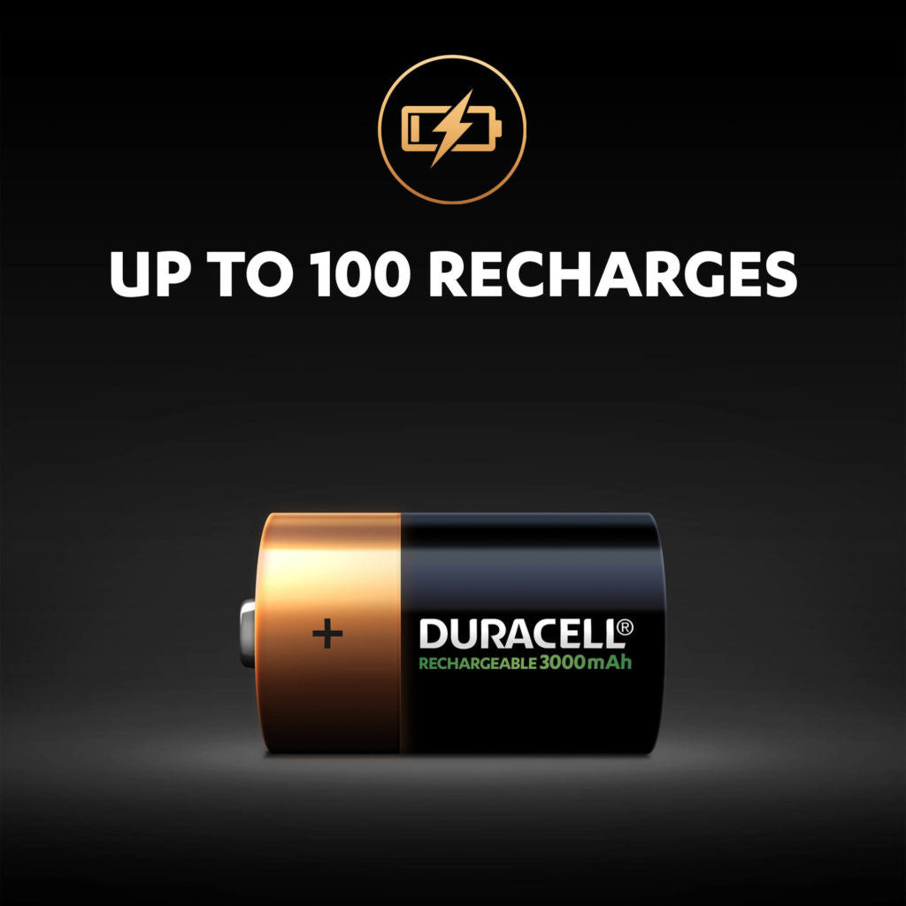 Duracell Rechargeable D HR20 3000mAh Rechargeable Batteries | 2 Pack