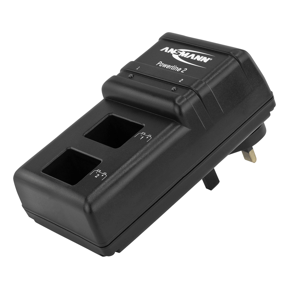 Ansmann Powerline 2 Charger with 2 x Ansmann 300mAh 9V Rechargeable Batteries