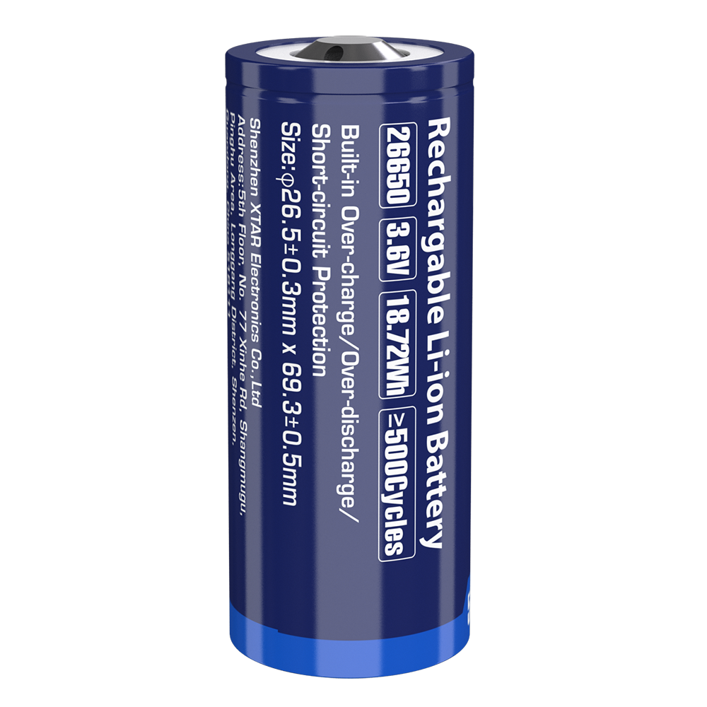 Xtar 26650 3.6V/3.7V LED Flashlight 5200mAh Rechargeable Battery | 1 Pack