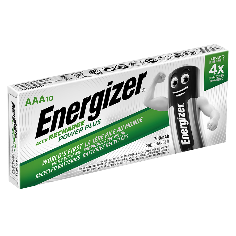 Energizer Power Plus AAA HR03 700mAh Pre-charged Rechargeable Batteries | 10 Pack