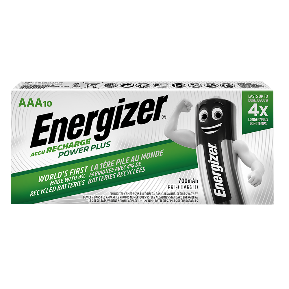 Energizer Power Plus AAA HR03 700mAh Pre-charged Rechargeable Batteries | 10 Pack
