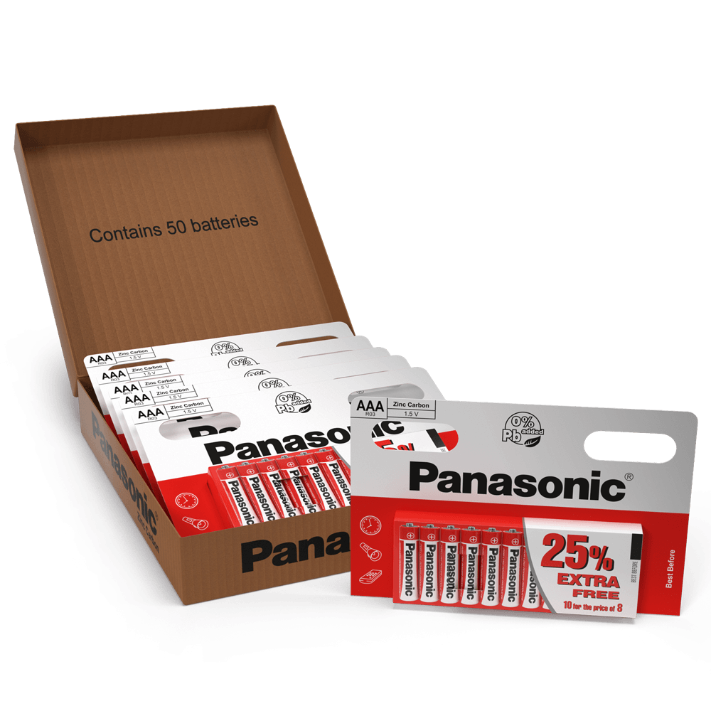Panasonic Zinc AAA LR03 Batteries | 50 Pack