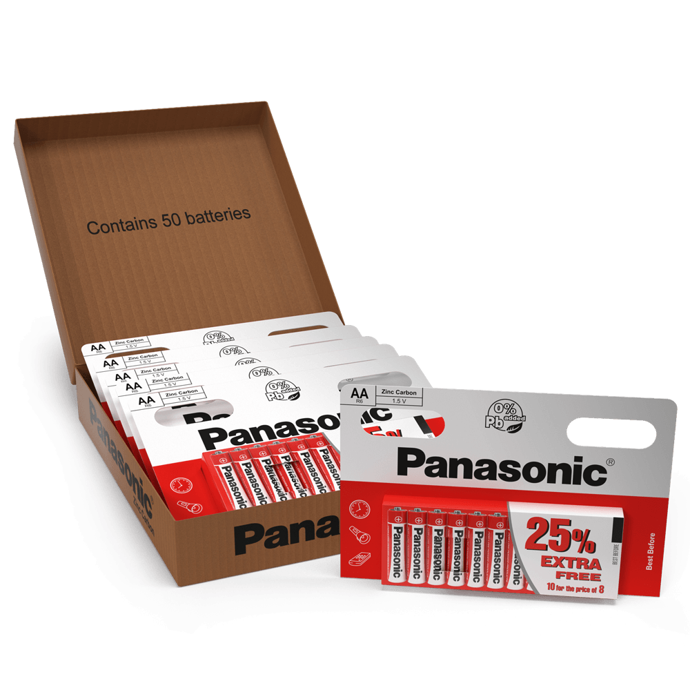 Panasonic Zinc AA LR6 Batteries | 50 Pack