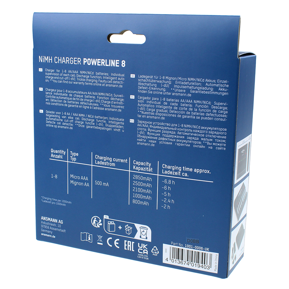 Ansmann Powerline 8 AA/AAA Battery Charger | UK/EU Plug