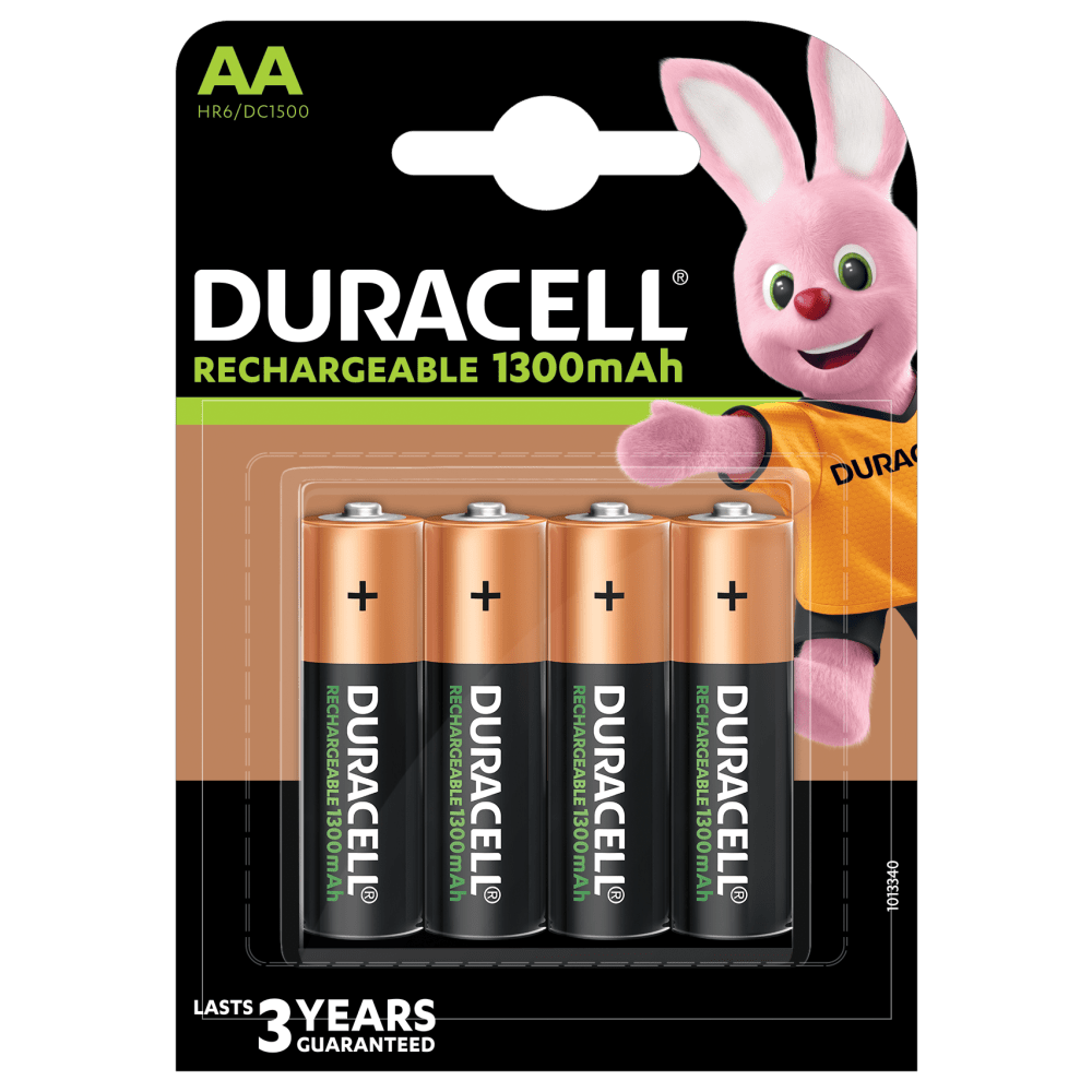 Duracell Rechargeable AA HR6 1300mAh Rechargeable Batteries | 4 Pack