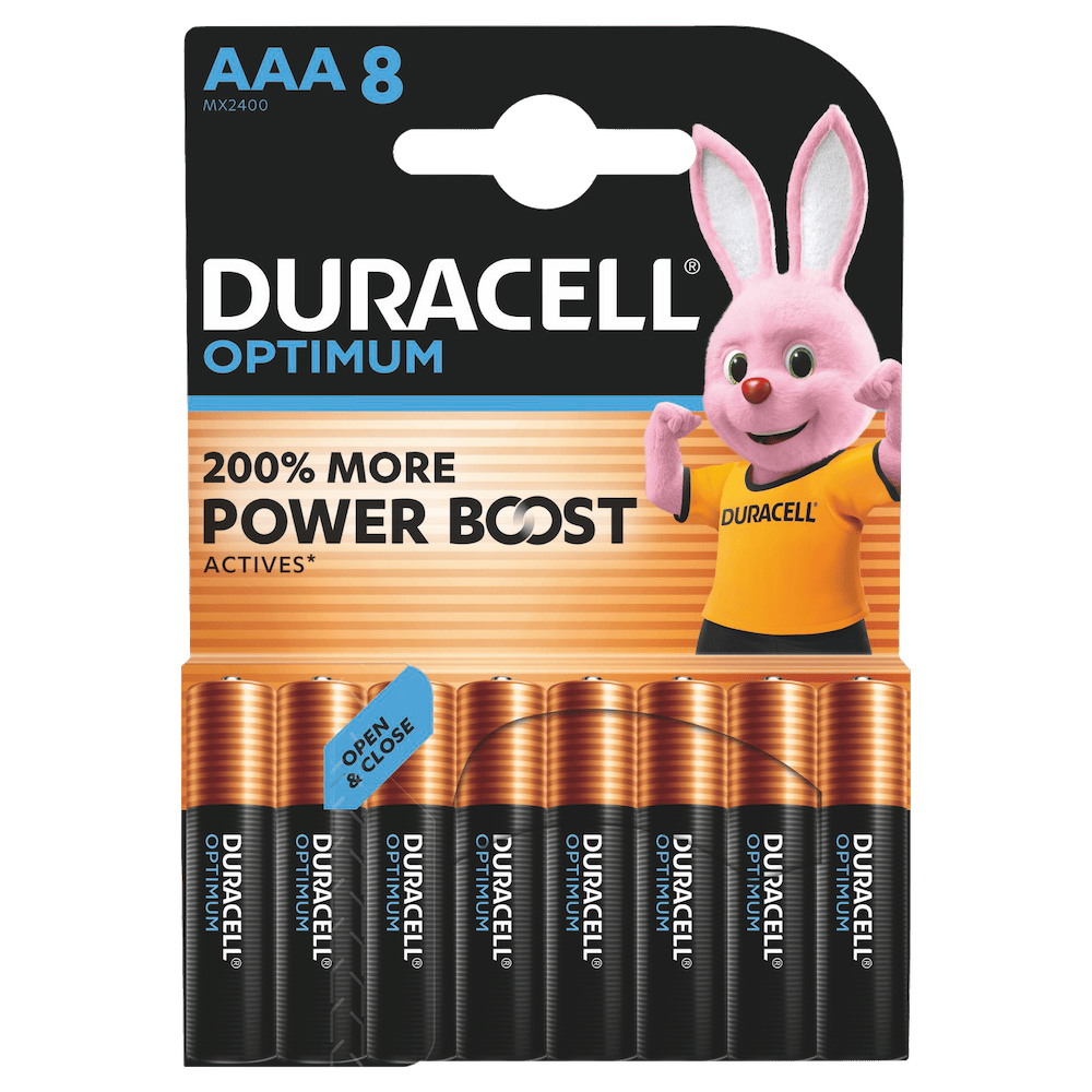 Duracell Optimum AAA LR03 Batteries | 8 Pack