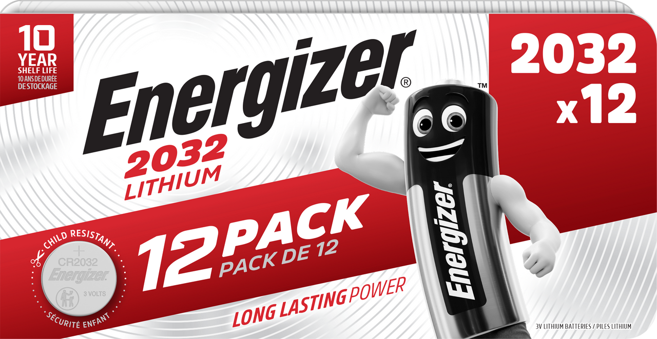 Energizer CR2032 Coin Cell 3V Lithium Batteries | 12 Pack