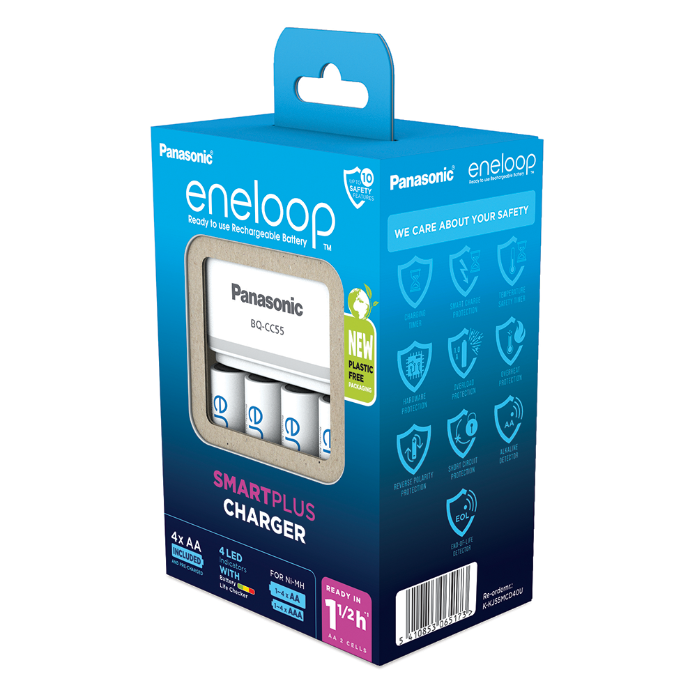 Panasonic Eneloop SmartPlus Charger inc. 4 x Eneloop  AA 2000mAh Batteries