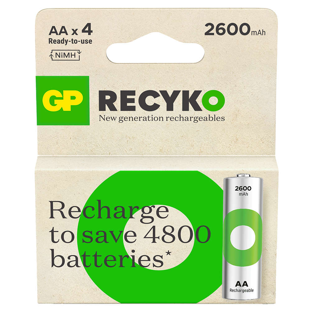 GP ReCyko+ AA HR6 2600mAh Rechargeable Batteries | 4 Pack