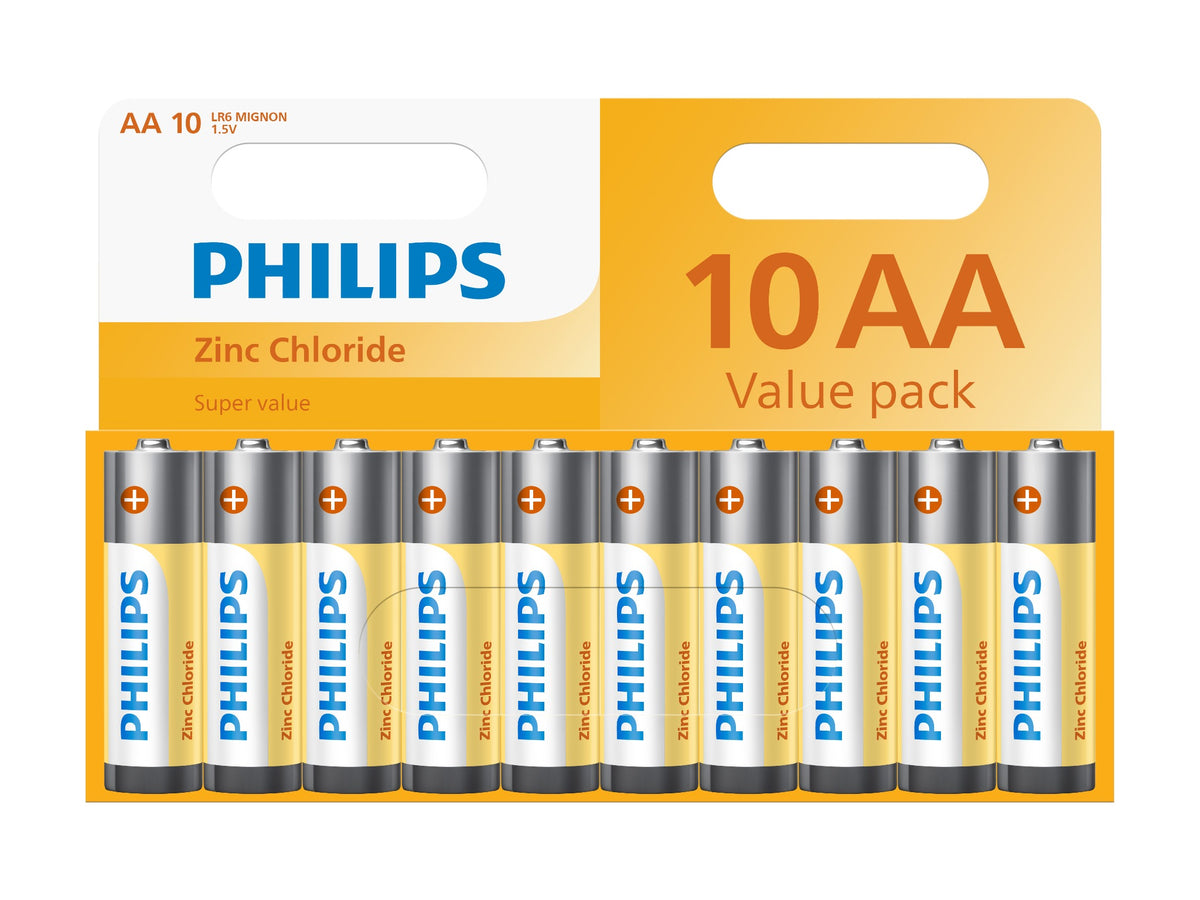 Philips Zinc AA LR6 Batteries | 10 Pack