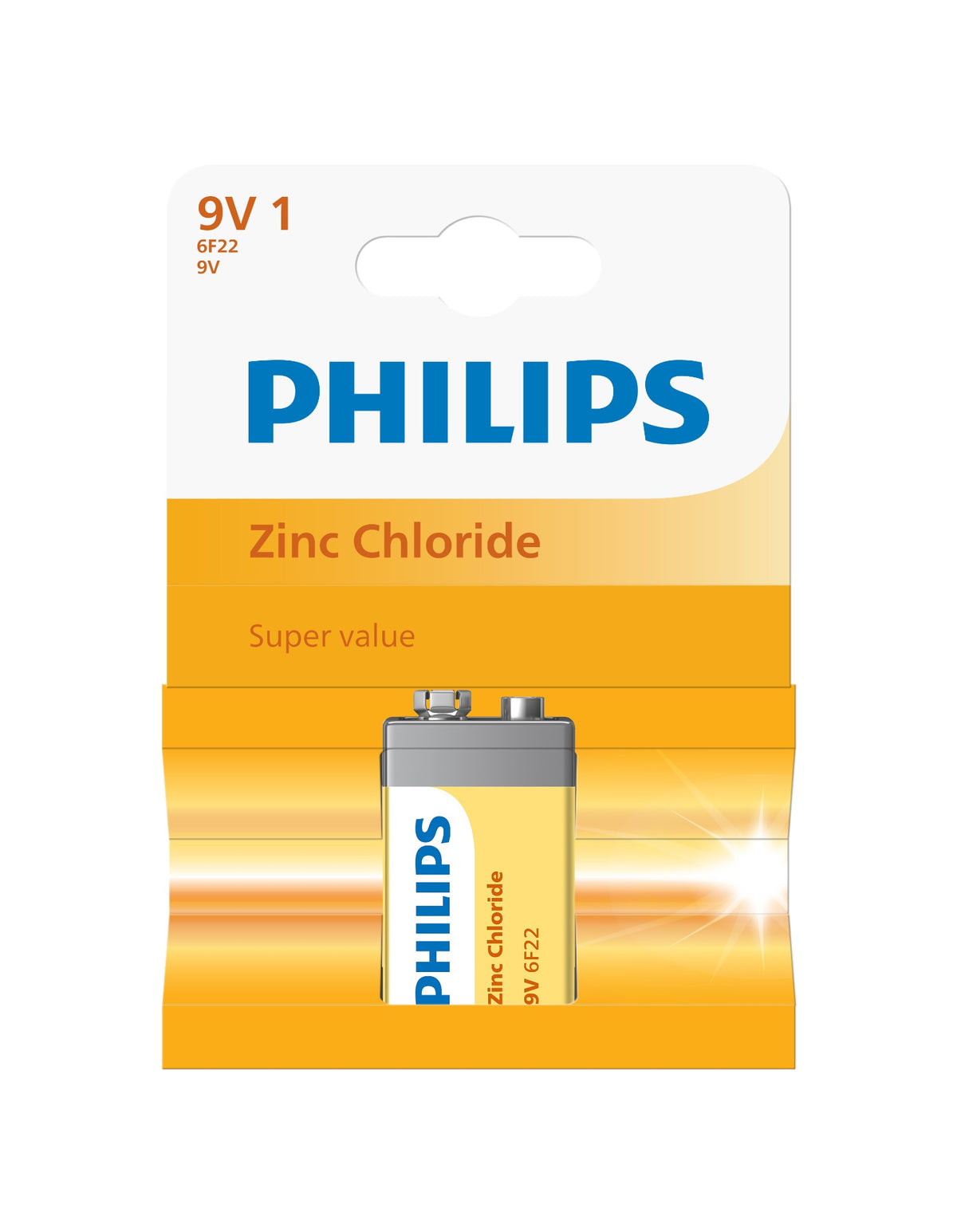 Philips Zinc 9V PP3 6LR61 Battery | 1 Pack