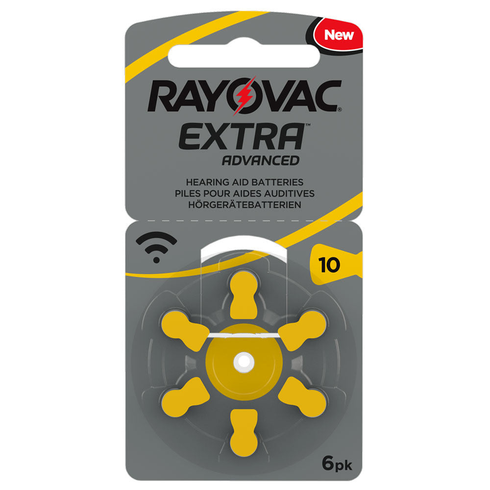 Rayovac Extra Advanced Size 10 | Yellow | Hearing Aid Batteries | 6 Pack