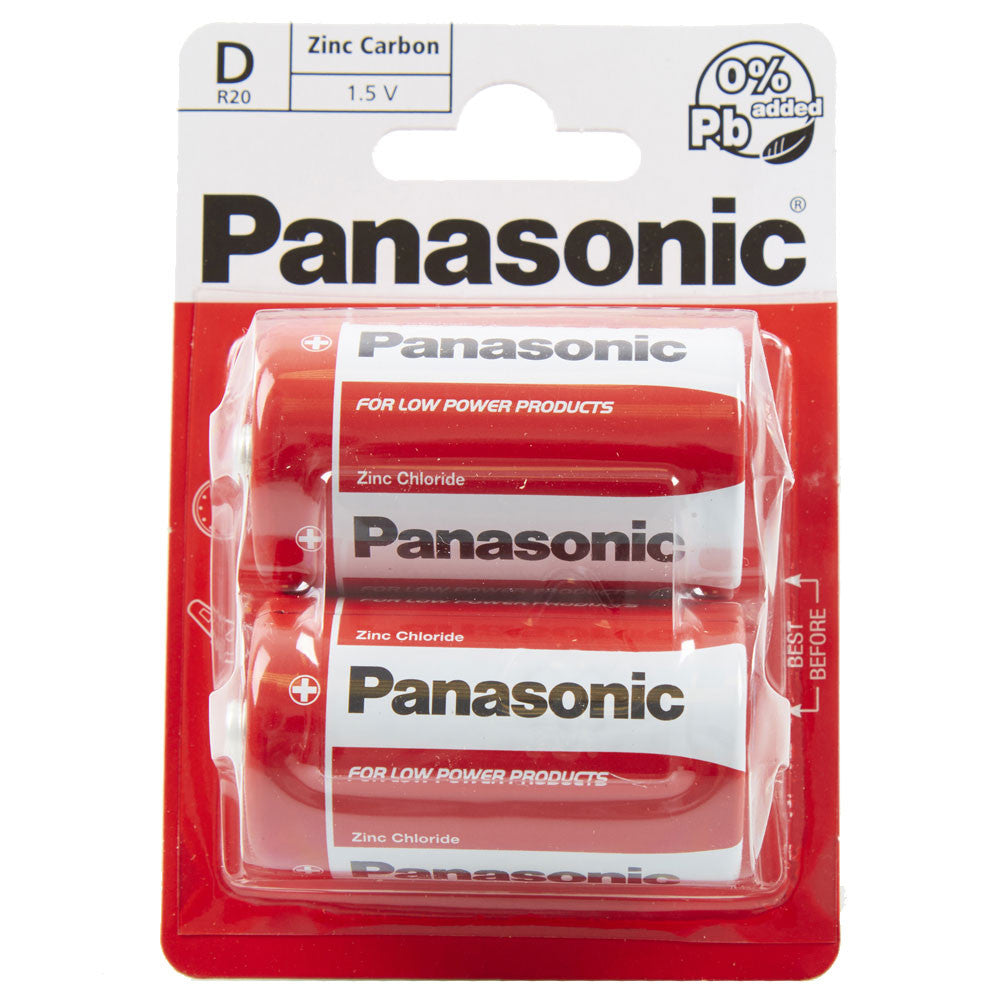 Panasonic Zinc D LR20 Batteries | 2 Pack
